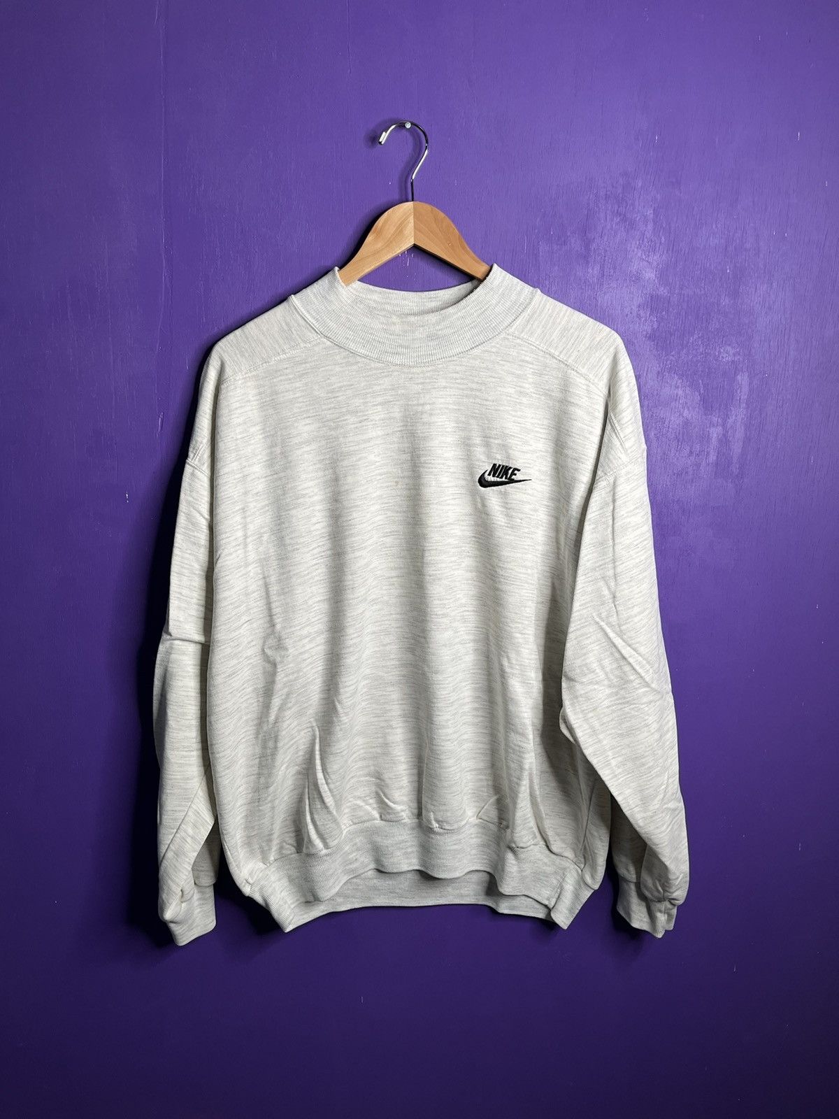 Nike × Vintage Vintage 90s Nike mockneck logo sweatshirt Size US XL / EU 56 / 4 - 1 Thumbnail