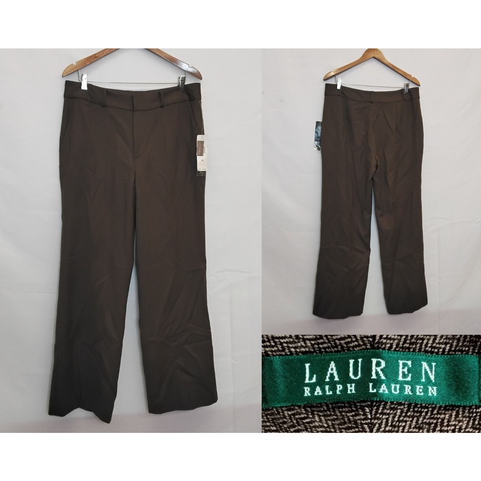 Lauren Ralph Lauren Lauren Ralph Lauren Pants Women's 14 Brown Herringbone NWT Size 36" / US 14 / IT 50 - 1 Thumbnail