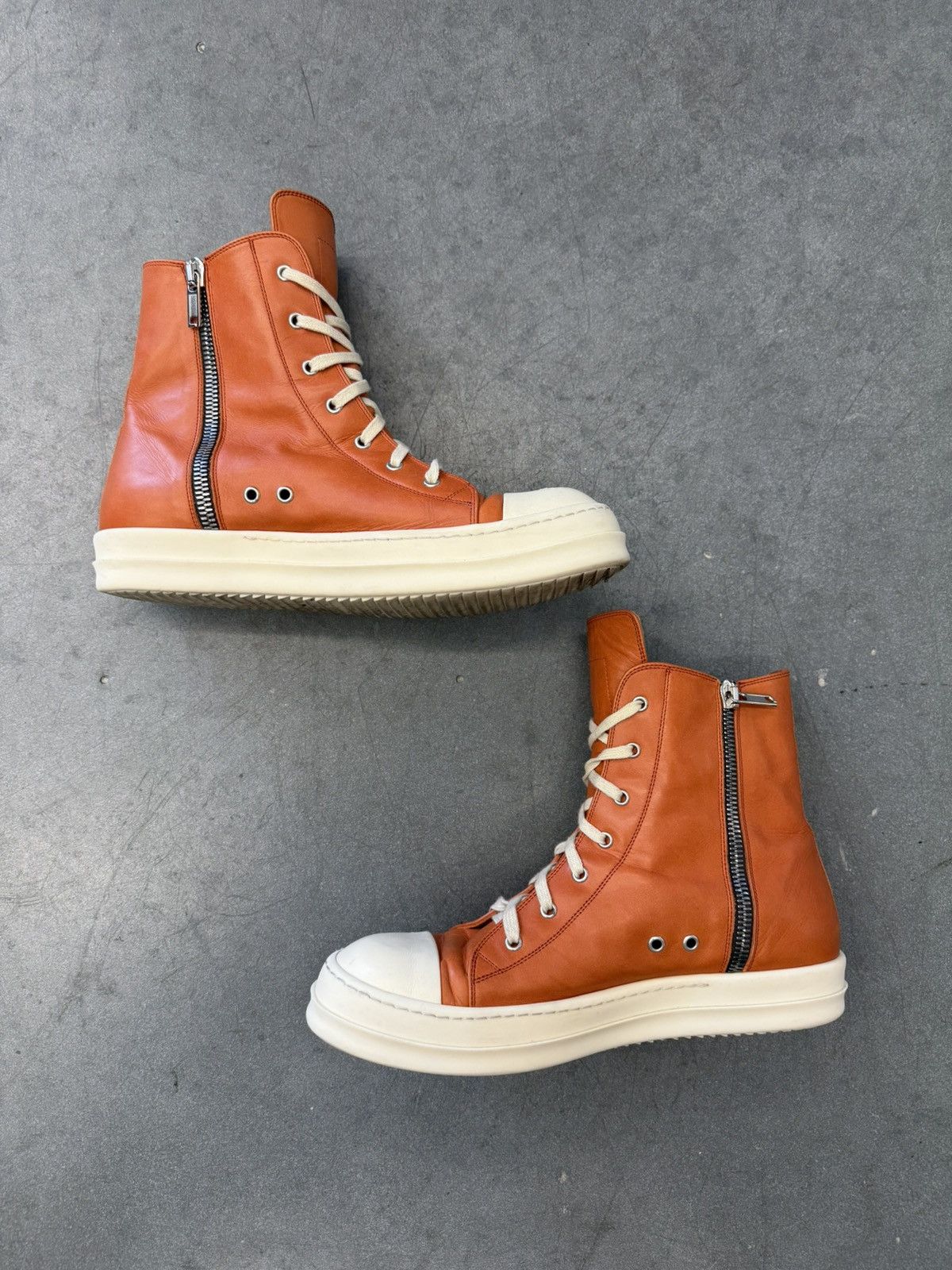 Rick Owens Rick Owens Orange Ramones Mainline Leather High Top Size US 12 / EU 45 - 2 Thumbnail