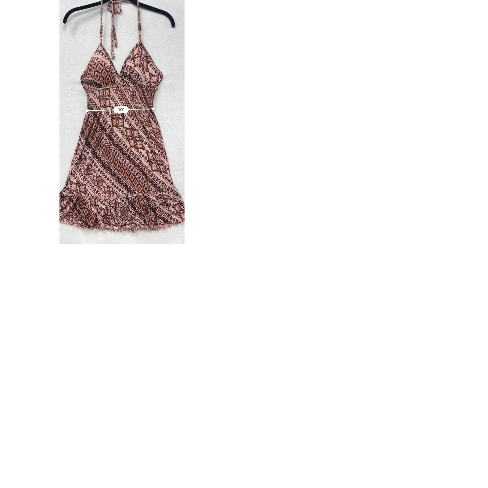 Guess Guess Womens Medium Pink Geometric Print Halter Dress With Ruffle Hem #6687 Size M / US 6-8 / IT 42-44 - 9 Thumbnail