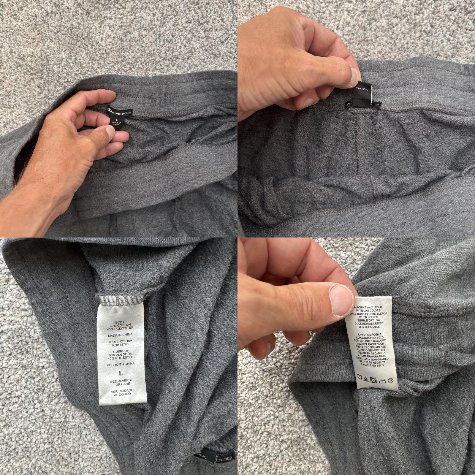 Champion Champion Pants Mens Large Gray Jogger Lounge Drawstring Pockets 28in 24.5in Regular 60/40 Cotton-Polyester Sweatpants Gentlewear Mens Size US 33 - 8 Thumbnail
