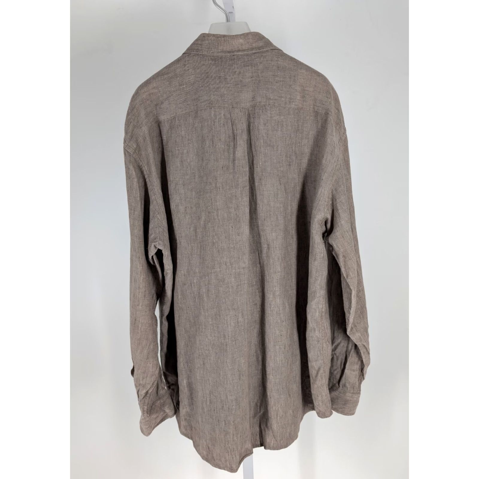 J.Crew VINTAGE J.CREW Shirt Men Long Sleeve Brown Linen Safari Utility Button-Up 1990s 90s Large Size US L / EU 52-54 / 3 - 3 Thumbnail