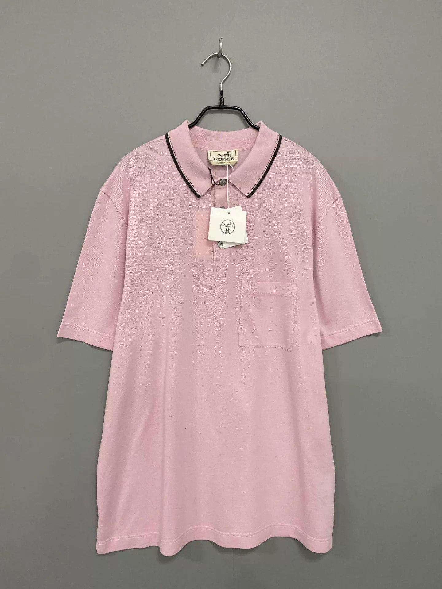 Hermes HERMES Pink H-Embroidered Pocket Polo Shirt XL Size US XL / EU 56 / 4 - 1 Thumbnail