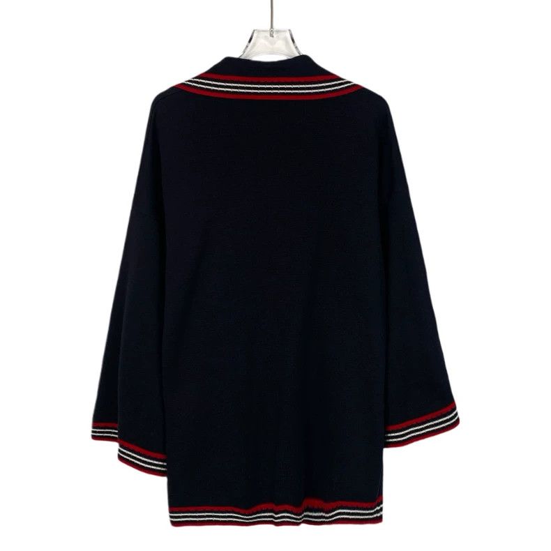 Gucci Gucci Black striped gold buckle mulberry silk knitted cardi Size US XS / EU 42 / 0 - 2 Thumbnail