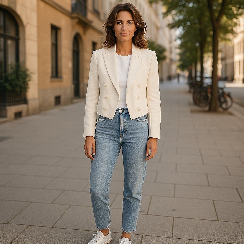 Polo Ralph Lauren S White Wool Blend Cropped Peak Lapel Blazer 84686 Size S / US 4 / IT 40 - 2 Thumbnail