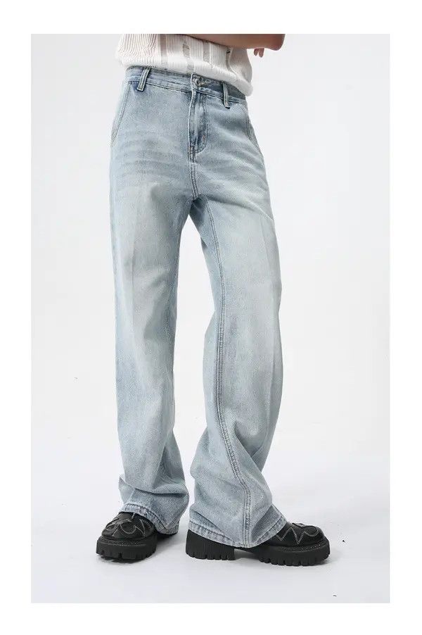Japanese Brand Honjoh x Kida Simple casual light blue washed bootcut jeans Size US 33 - 2 Thumbnail
