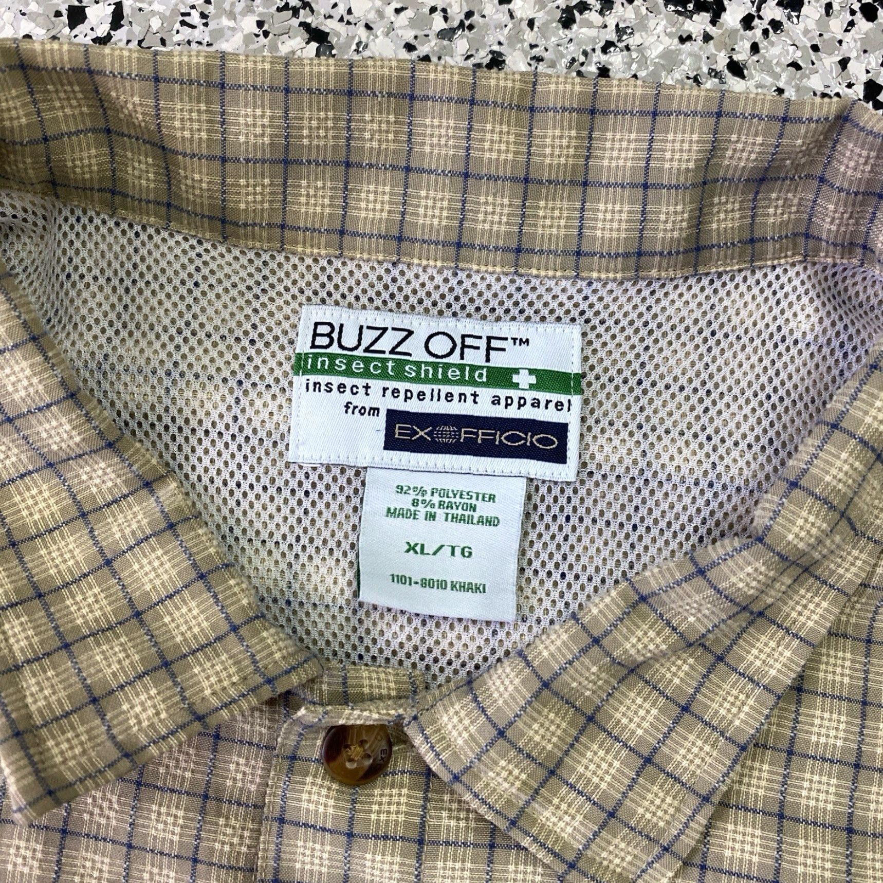ExOfficio ExOfficio Buzz Off Insect Shield Shirt Mens XL Beige Plaid Button Up Long Sleeve Size US XL / EU 56 / 4 - 2 Thumbnail