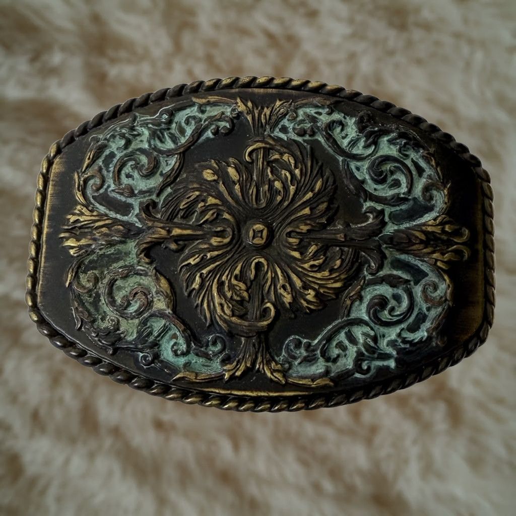 Vintage Antique Brass Southwestern Patina Finish Western Cross Belt Buckle Belt Buckle Size ONE SIZE - 1 Thumbnail