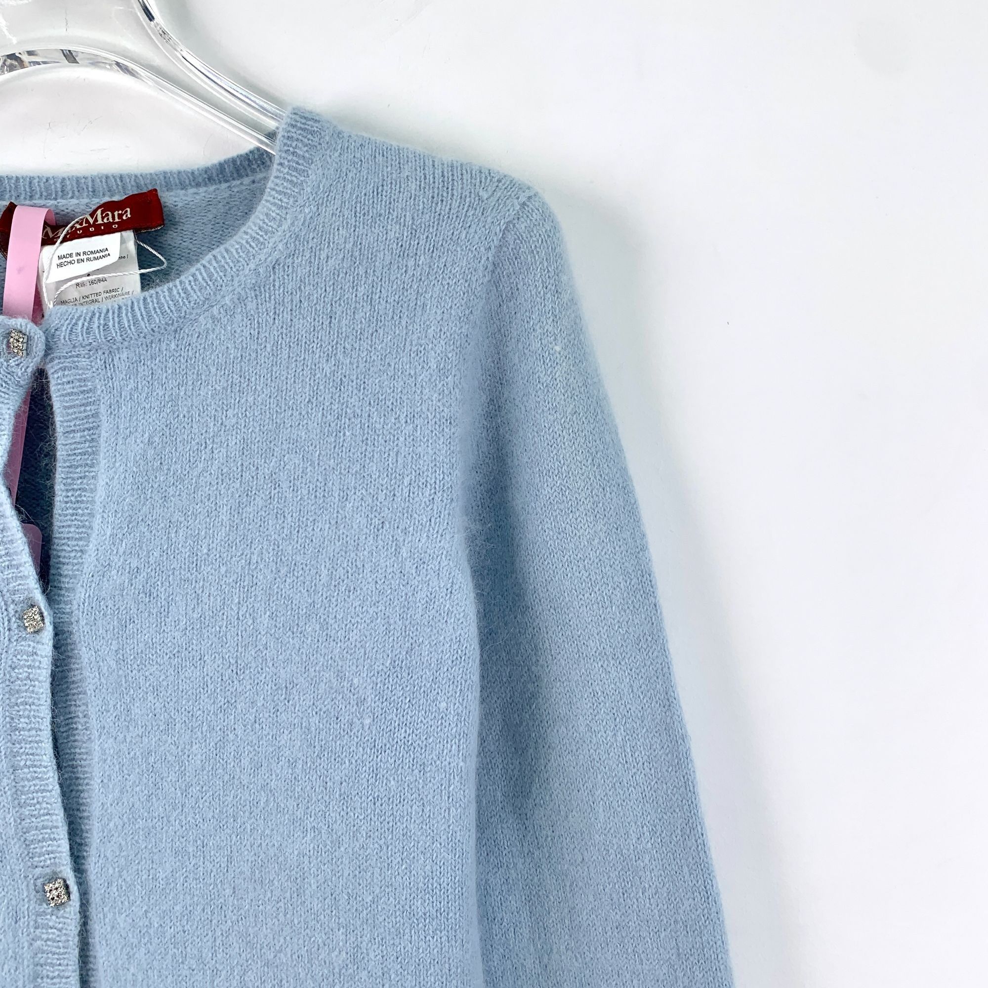 Max Mara MaxMara Studio Light Blue Angora Wool Blend Cardigan Sweater Size S / US 4 / IT 40 - 7 Thumbnail