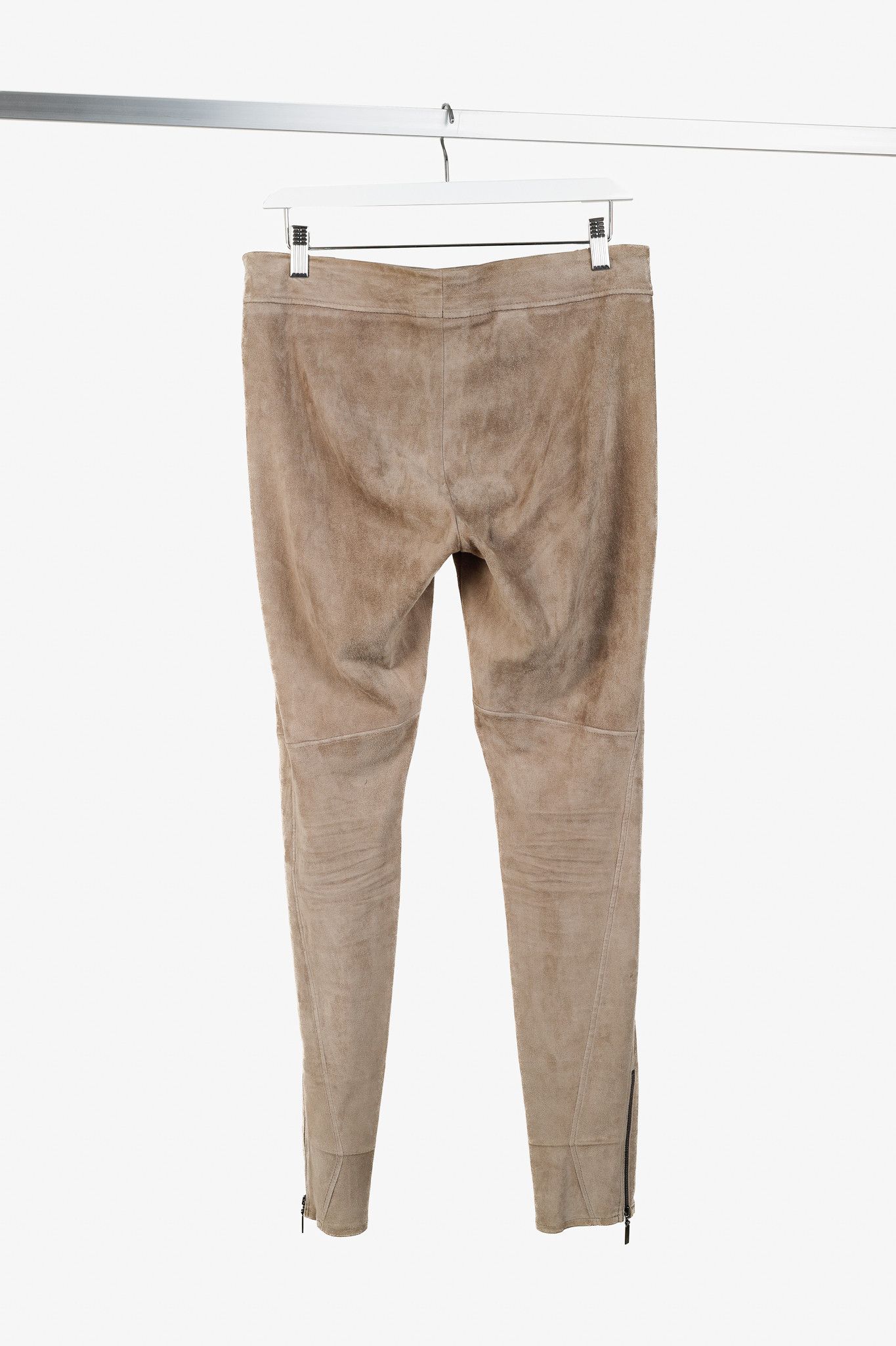 Brunello Cucinelli Brunello Cucinelli AW/15 Taupe Suede Zip-Hem Skinny Pants Size 27" / US 4 / IT 40 - 2 Thumbnail