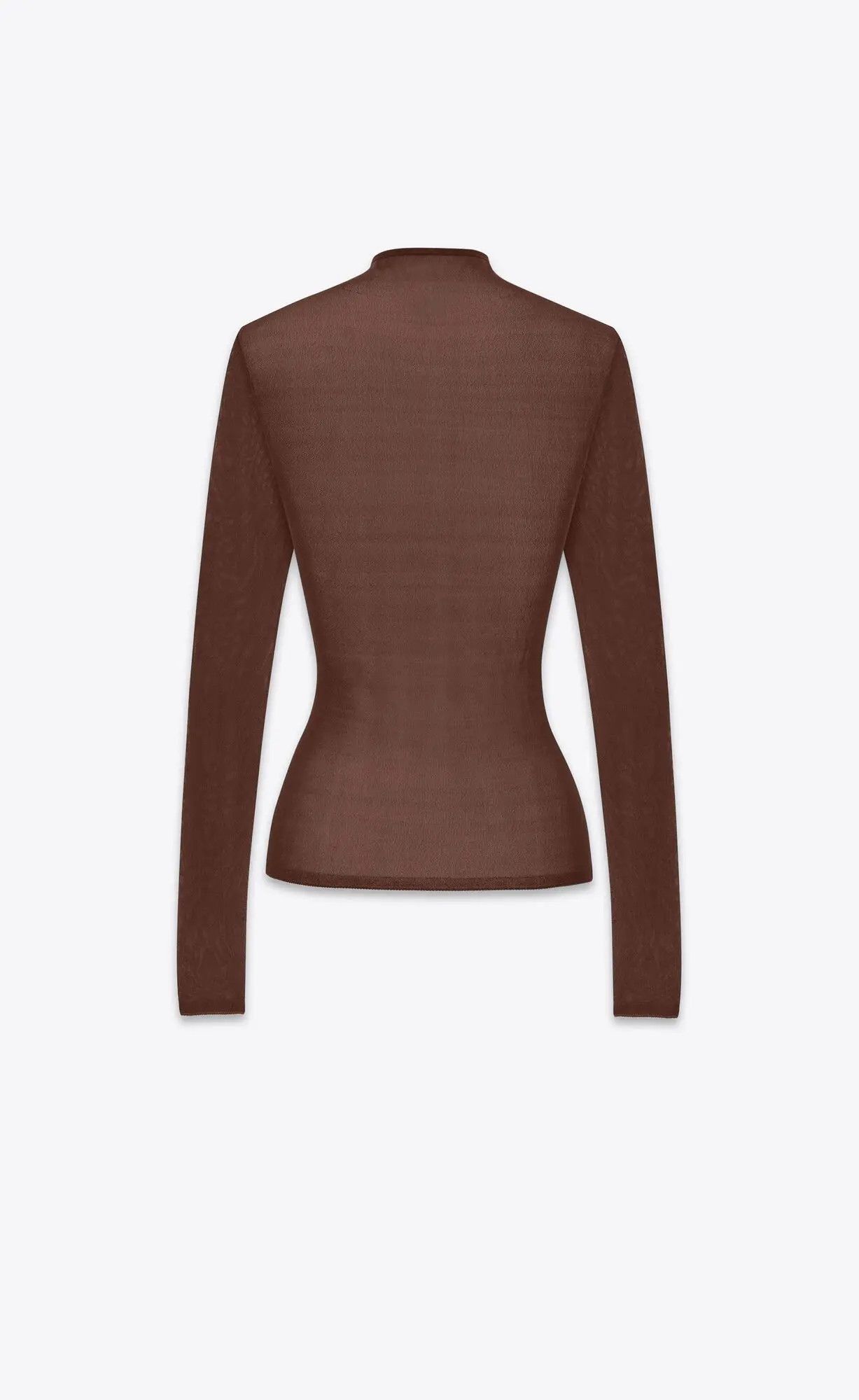 Saint Laurent Paris o1s1wg111124 High Neck Top In Silk Sweater in Brown Size M / US 6-8 / IT 42-44 - 2 Thumbnail