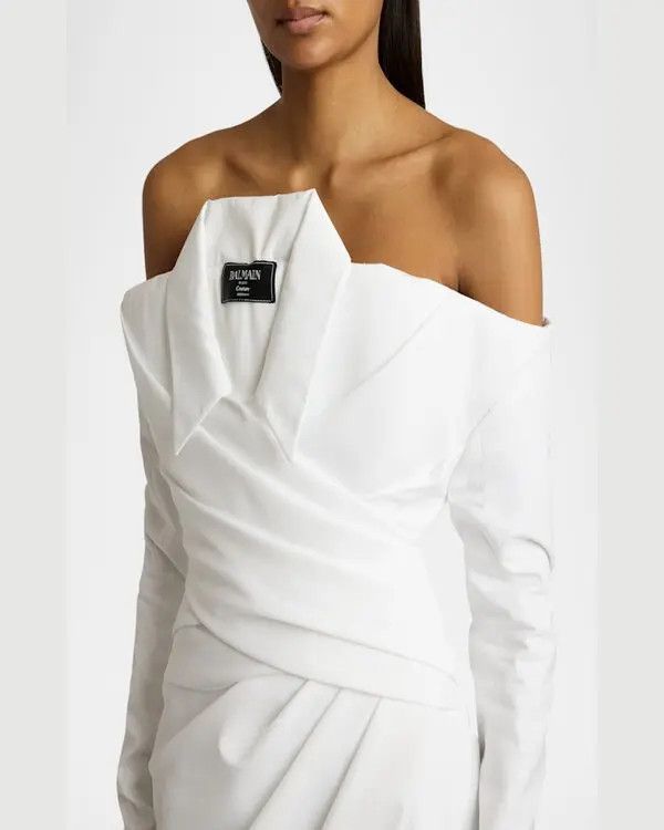 Balmain o1s1wg111225 Strapless Shirt Gown in White Size XL / US 12-14 / IT 48-50 - 5 Thumbnail