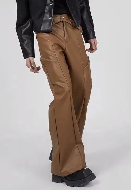 Japanese Brand × Jean Fashion retro flared faux leather pants Size US 32 / EU 48 - 3 Thumbnail