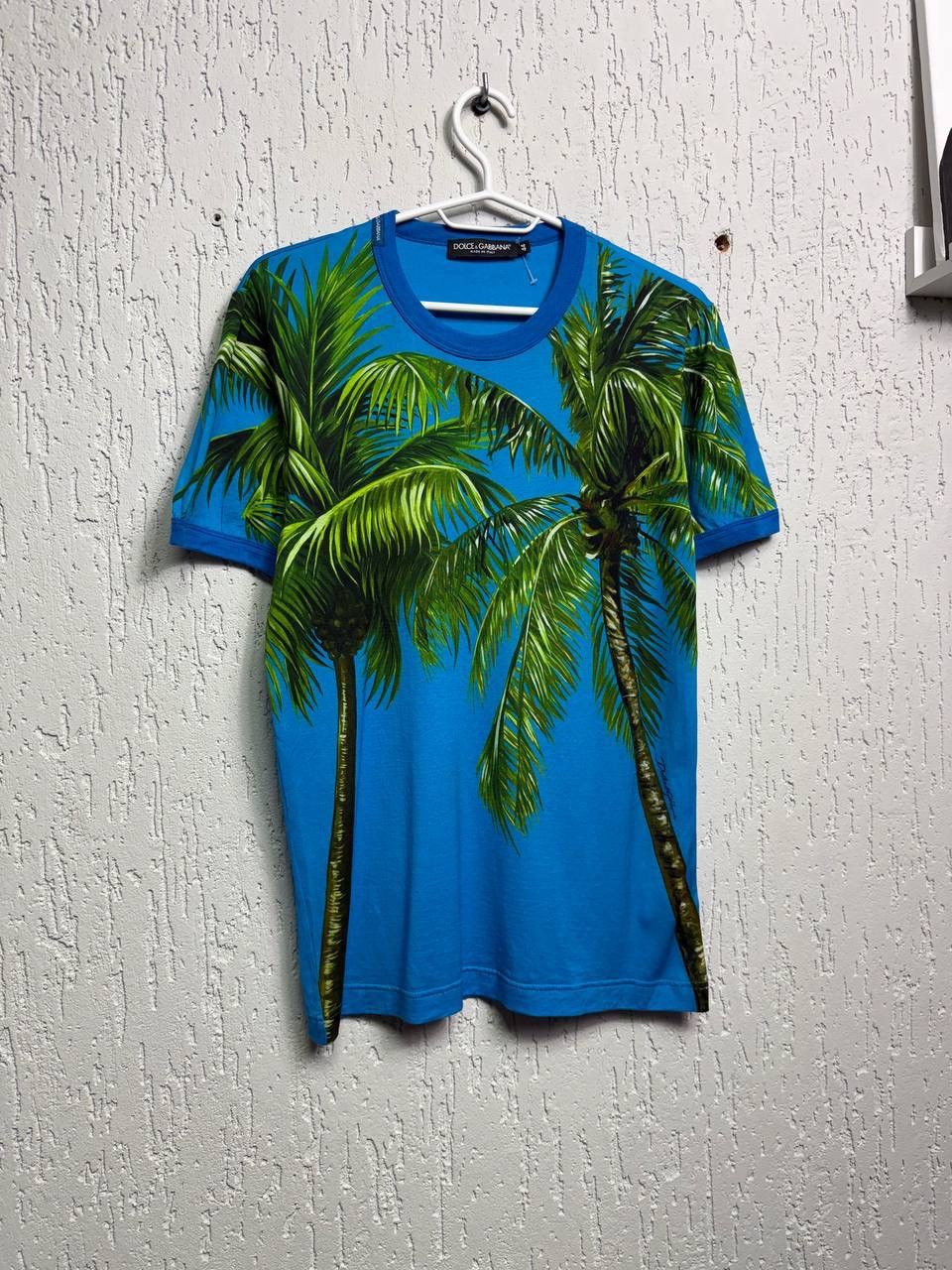 Dolce & Gabbana Dolce and Gabanna Blue t-shirt with green palm tree Size US M / EU 48-50 / 2 - 1 Thumbnail