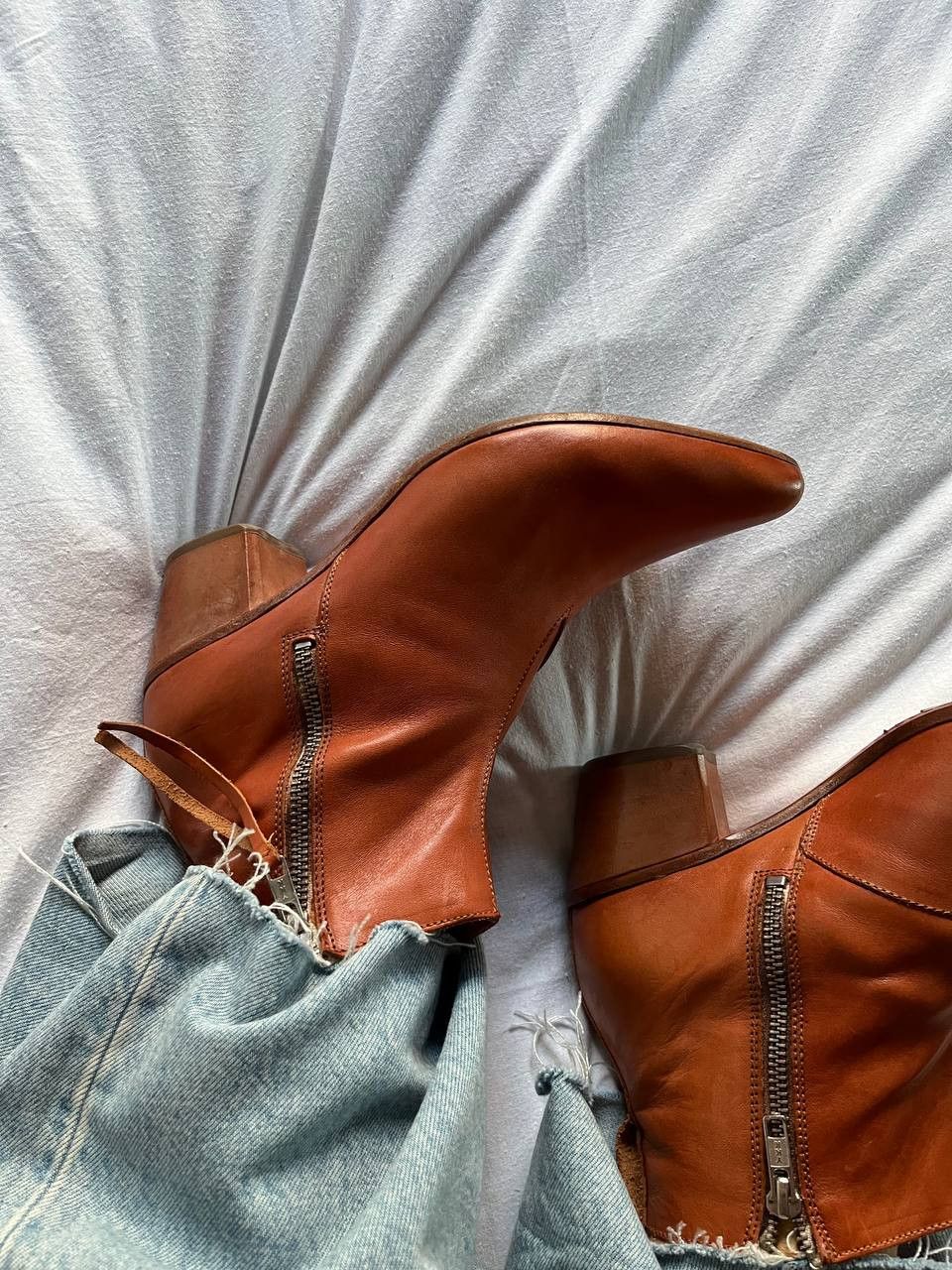 MoMA Moma cognak color leather women's ankle boots made in Italy Size US 9.5 / IT 39.5 - 2 Thumbnail