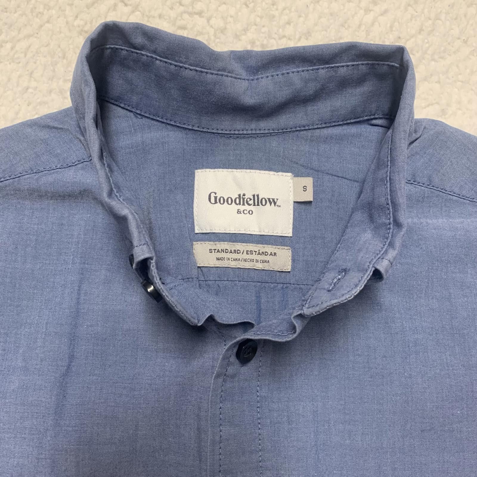 Other Goodfellow & Co Men's S Light Blue Denim Button Shirt Size US S / EU 44-46 / 1 - 3 Thumbnail