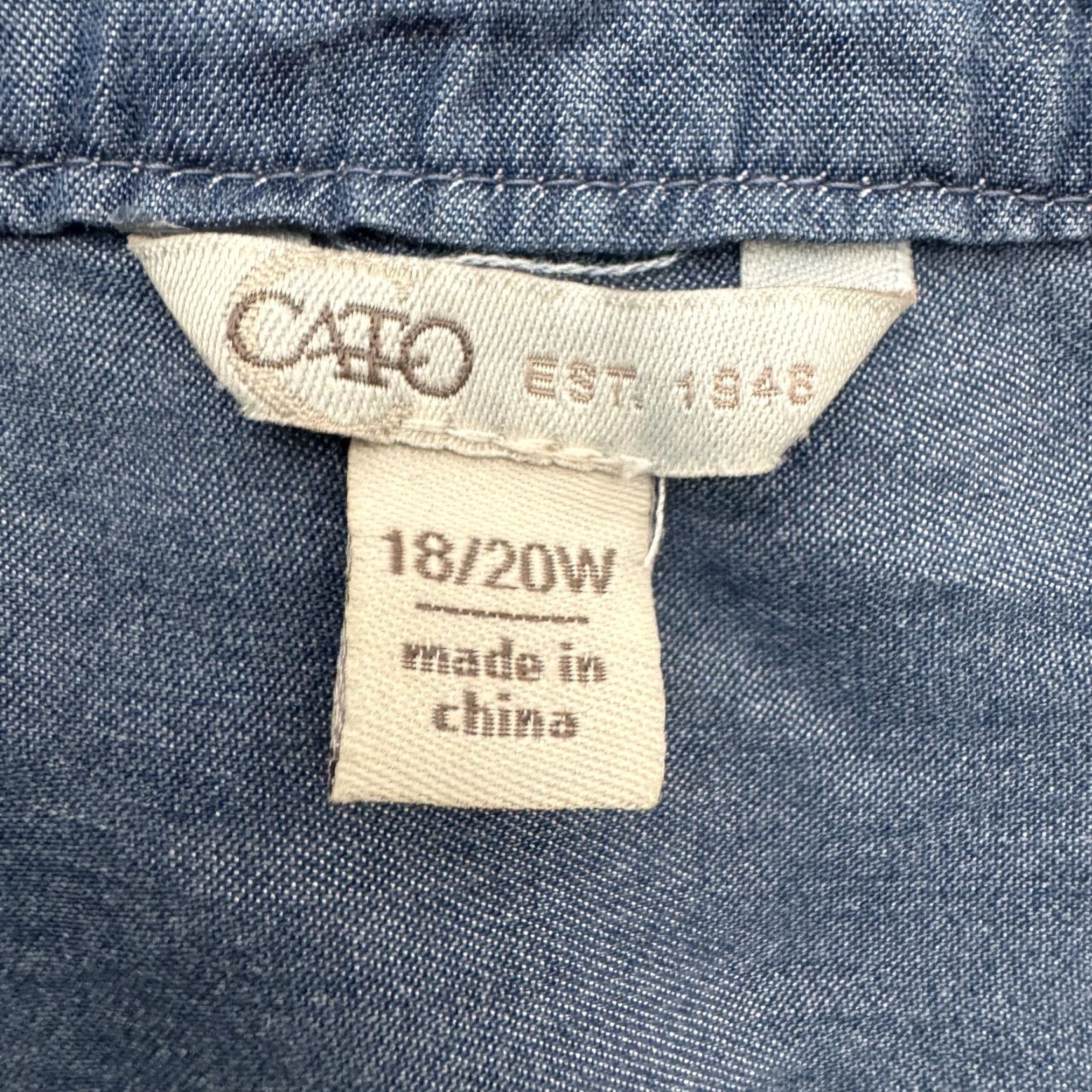 Vintage Cato Shirt Dress 18/20W Plus Buttons Front High Low Pockets Western Farm Cottagecore Size XXL / US 16-18 / IT 52-54 - 7 Thumbnail