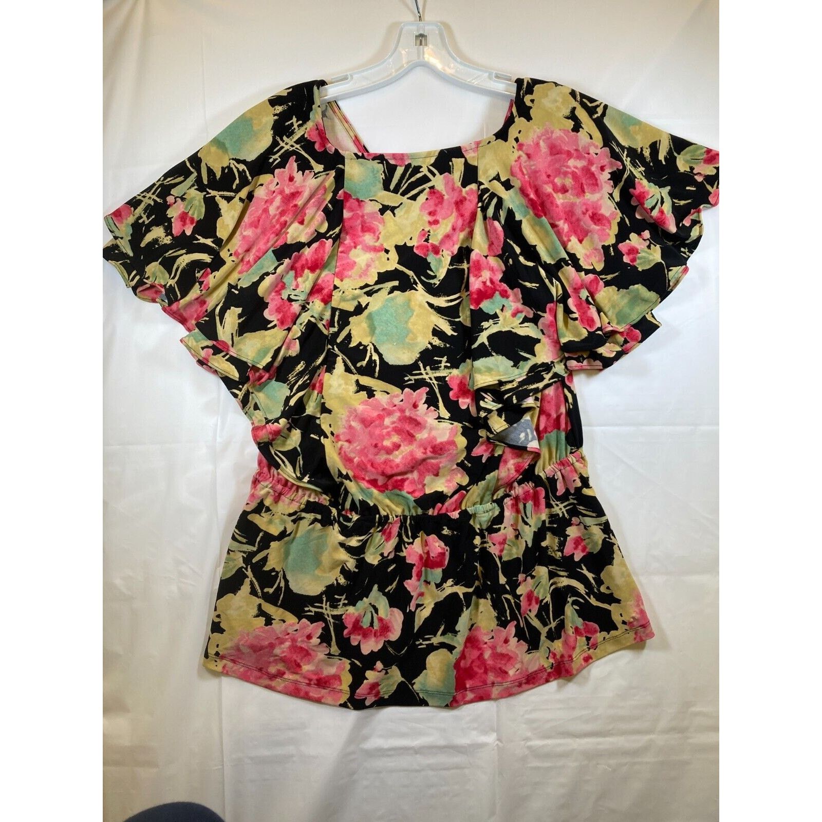 Lauren Ralph Lauren RALPH LAUREN Women’s Black Floral Sleeve Blouse Large Size L / US 10 / IT 46 - 3 Thumbnail