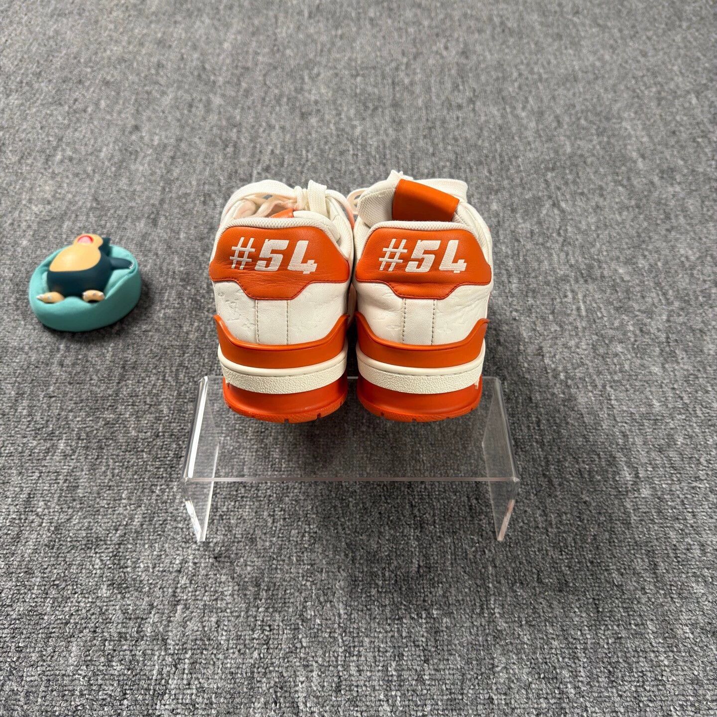 Louis Vuitton LV Trainer White Orange Embossed AOP 9/10 40 Size US 7 / EU 40 - 3 Thumbnail