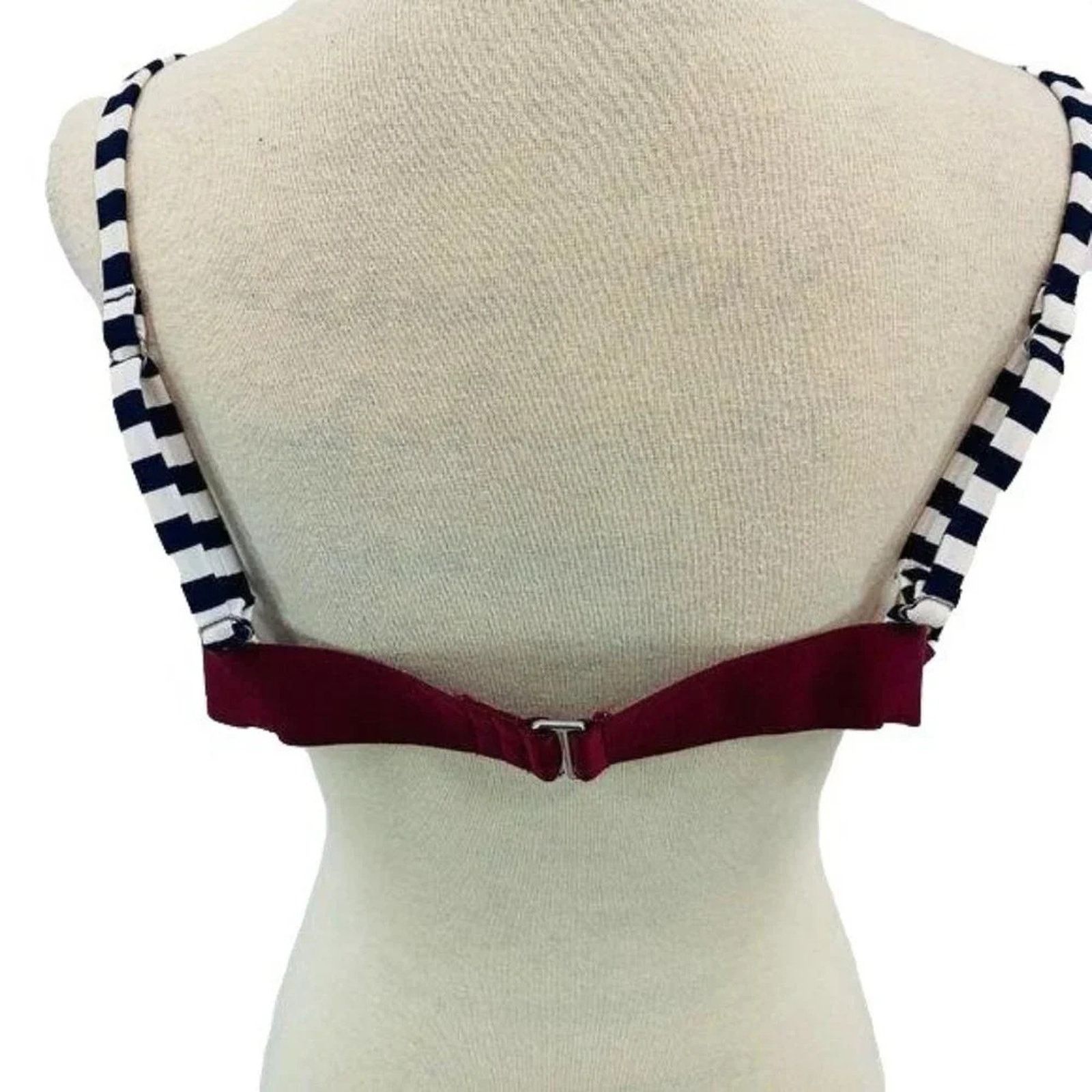 Old Navy Old Navy Bralette Swim Bikini Navy Burgundy Stripe XXL Size ONE SIZE - 4 Thumbnail