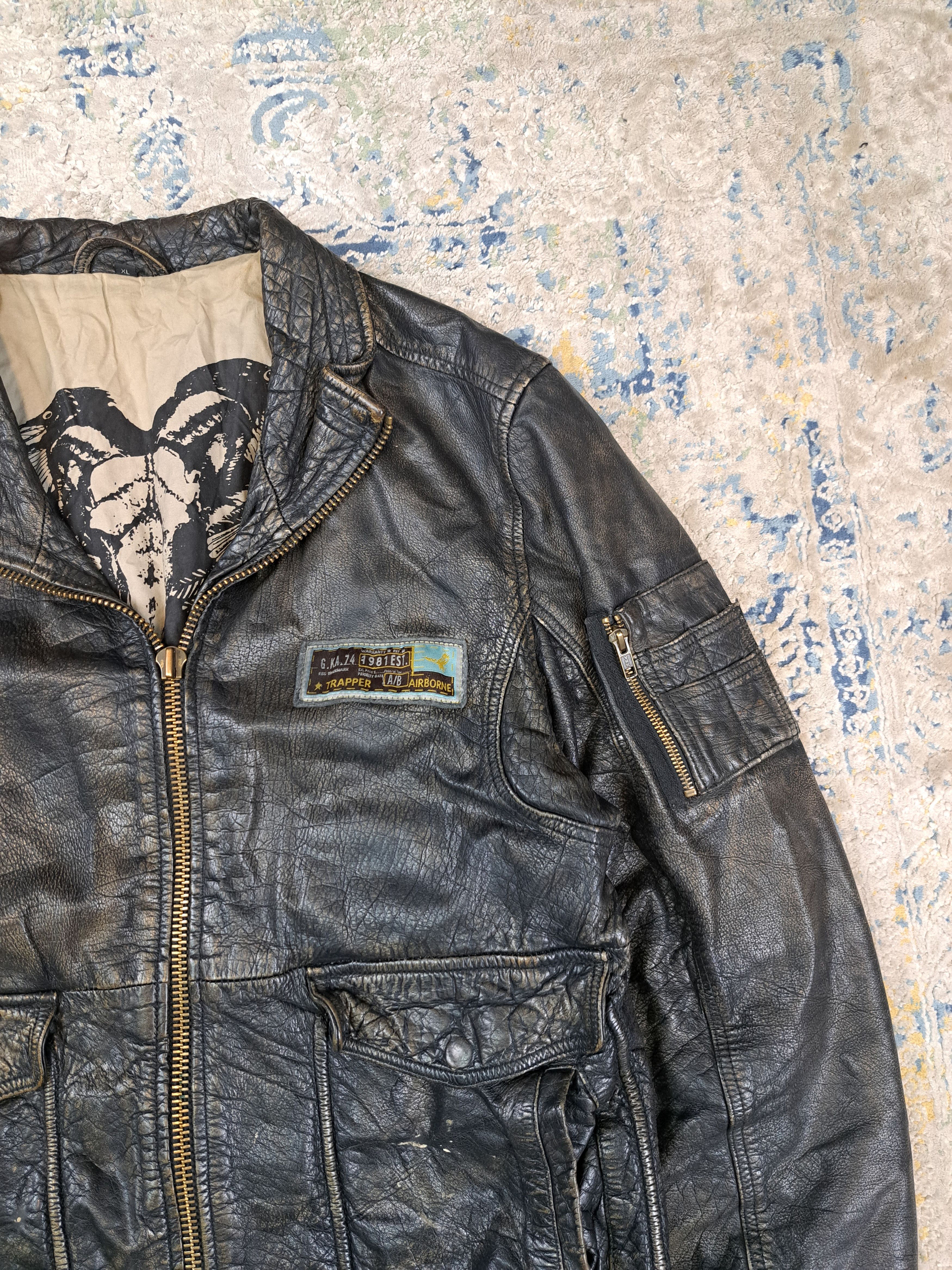 Genuine Leather Vintage Genuine Leather Distressed Bomber Jacket Flyer Size US L / EU 52-54 / 3 - 3 Thumbnail