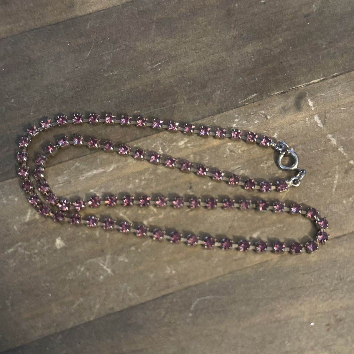 Vintage Vintage gold tone pink tennis necklace Size ONE SIZE - 5 Thumbnail