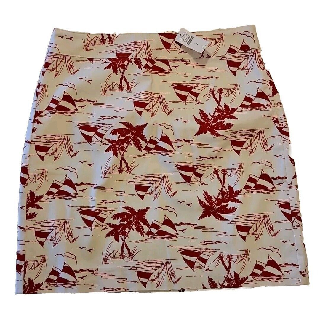 Talbots Talbots Nautical Sailboat Pencil Skirt Womens 2 Red White Co Size 26" / US 2 / IT 38 - 2 Thumbnail
