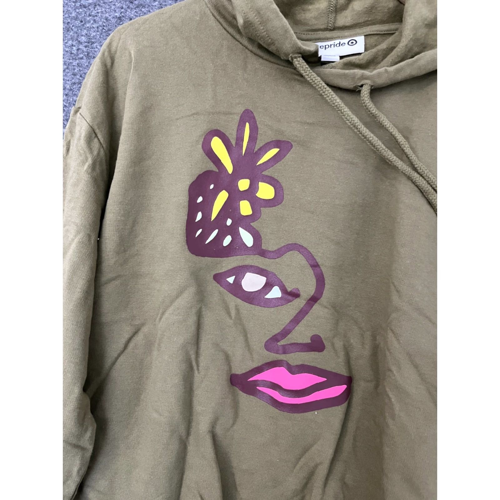 Olive takePride Adult Hoodie Green Cropped Long Sleeve Pullover Hooded Graphic Print Pride Flower 1990s Mens Womens Girls Boys Size S / US 4 / IT 40 - 7 Thumbnail
