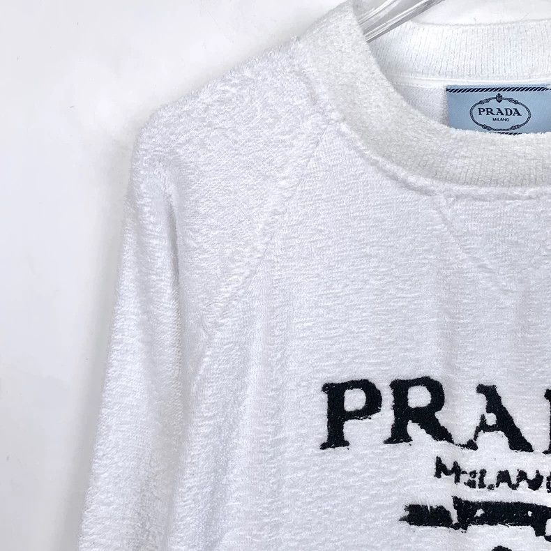 Prada Prada White logo letter pattern cotton round neck long slee Size US XS / EU 42 / 0 - 3 Thumbnail
