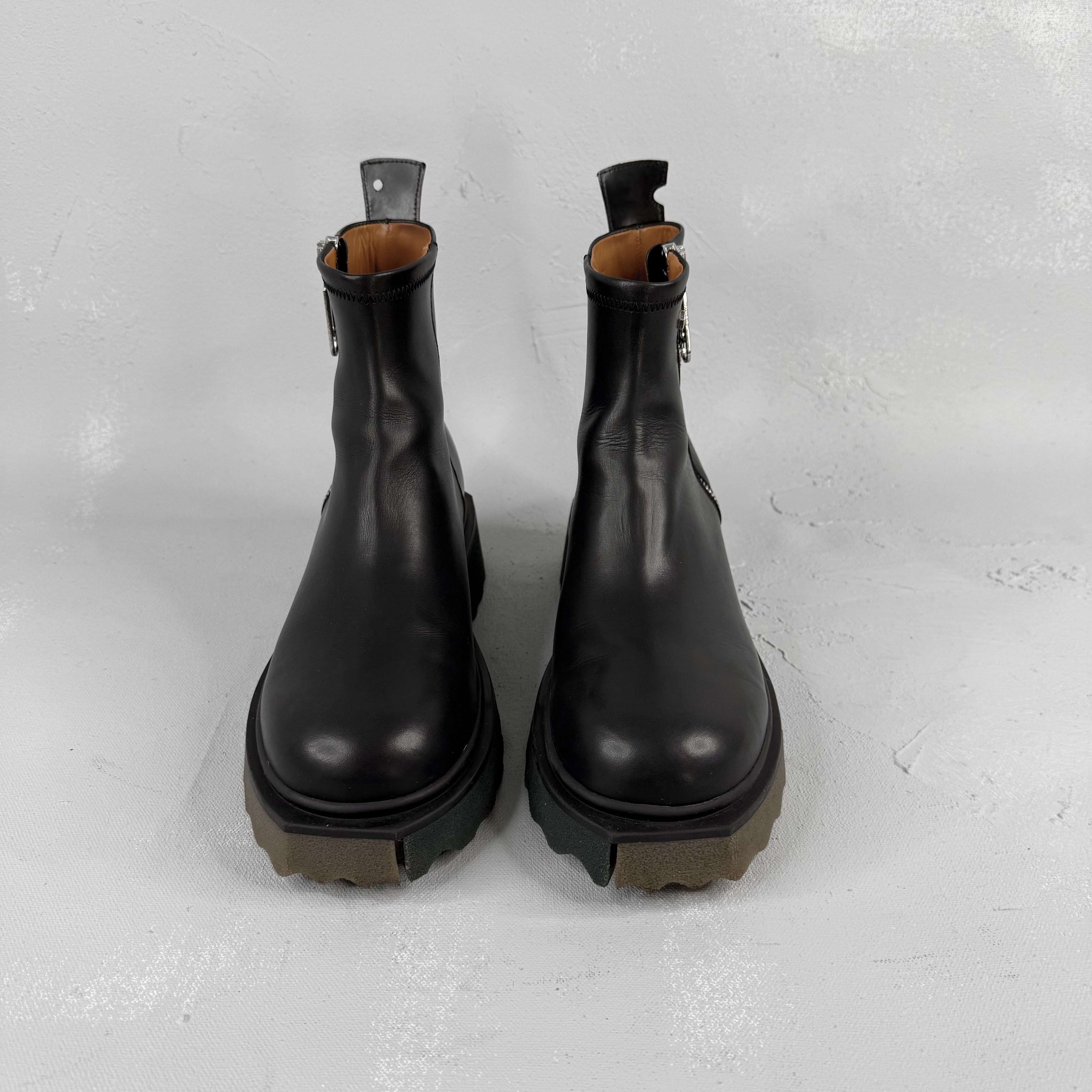 Off-White Sponge Sole Black Leather Zip Ankle Boot