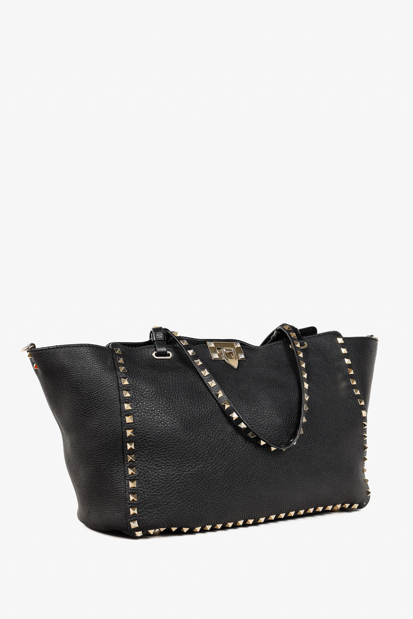 Valentino Valentino Garavani Medium Rockstud Pebbled Calfskin Tote Size ONE SIZE - 2 Thumbnail