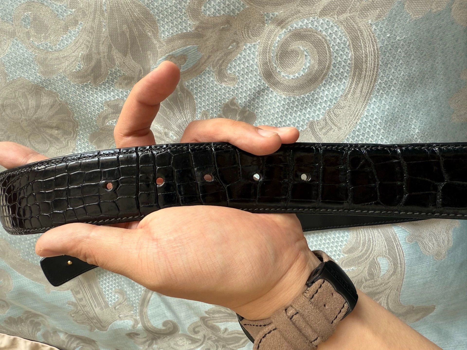 Stefano Ricci Stefano Ricci Gold Horsehead Buckle Glossy Croc 95 Size ONE SIZE - 5 Thumbnail