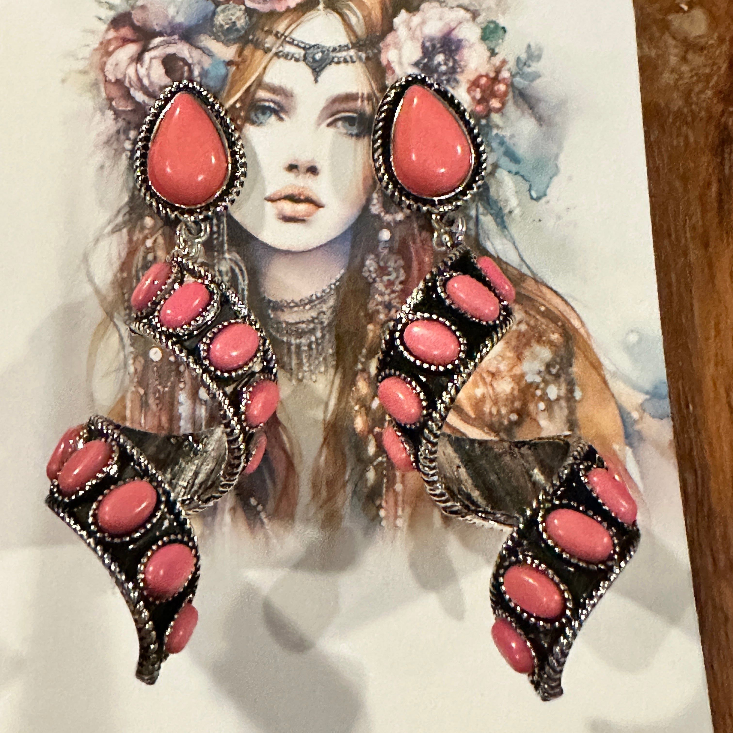 Other Boho Hippie Chic Peachy Dreams Teardrop Western Dangle Earri Size ONE SIZE - 6 Thumbnail