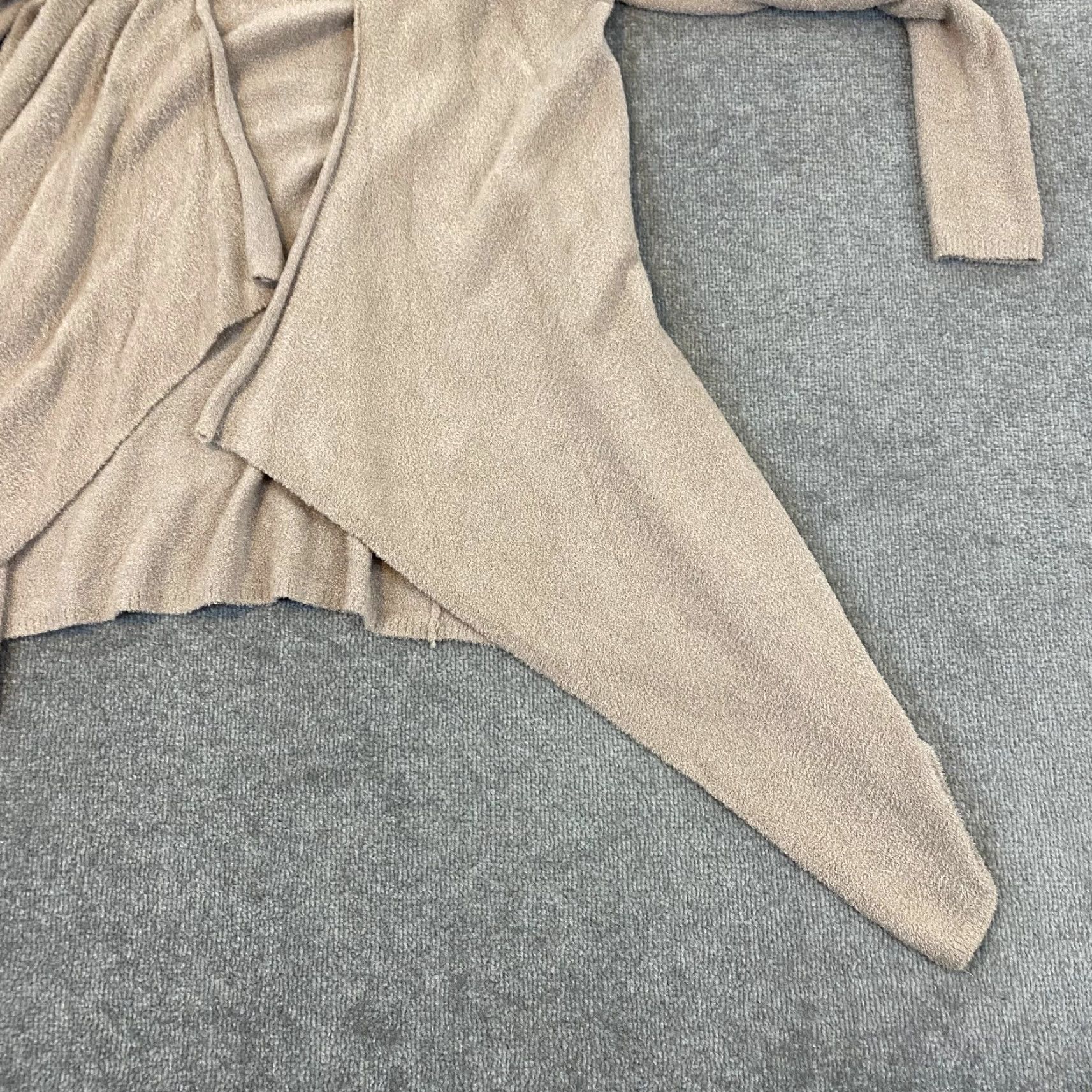 Vintage Barefoot Dreams Cardigan Women M Light Brown Bamboo Chic Lite Knit Drape Front Full Zip Pockets Size M / US 6-8 / IT 42-44 - 6 Thumbnail