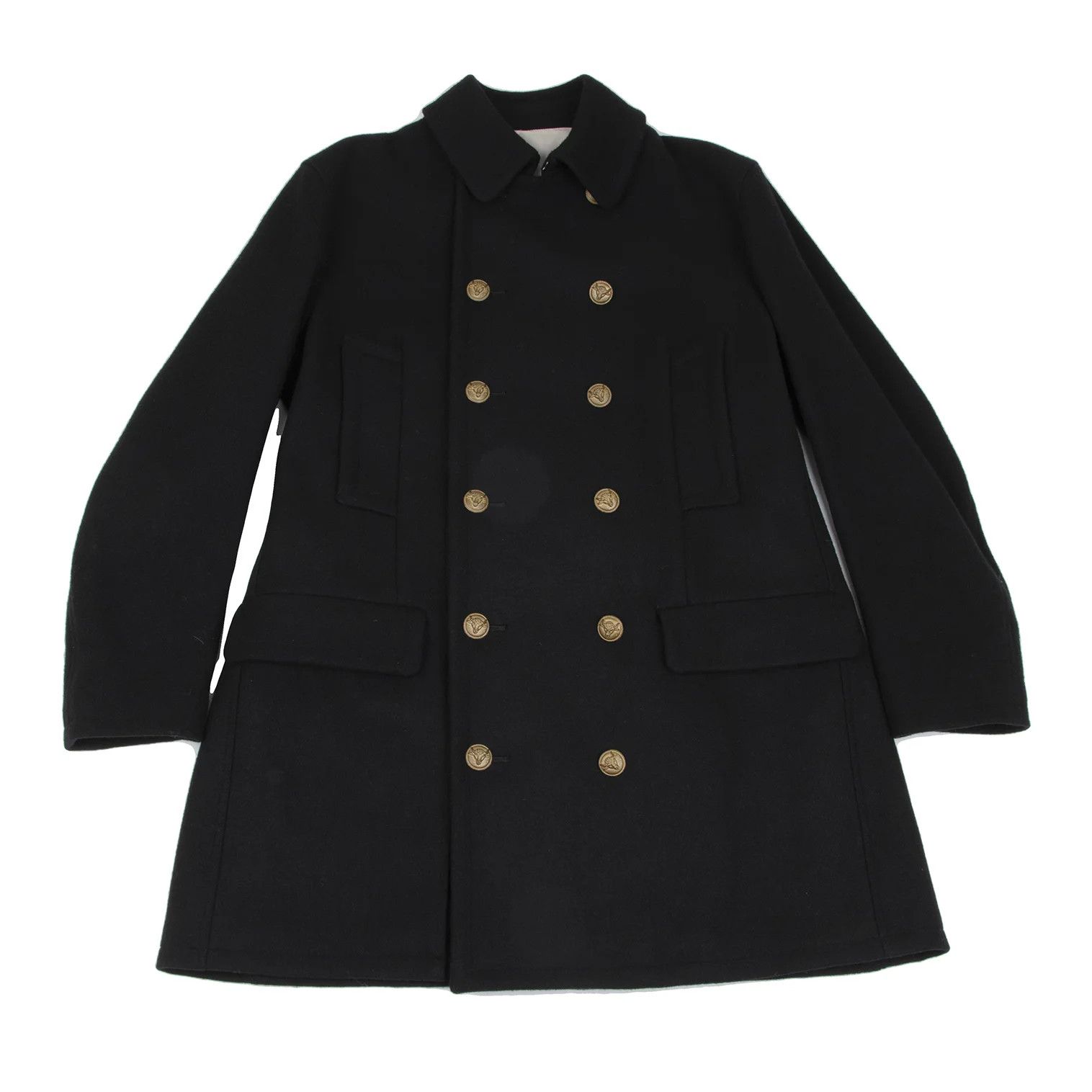Jean Paul Gaultier Wool Coat with Metal Buttons in Black, Size 48 Size US M / EU 48-50 / 2 - 1 Thumbnail
