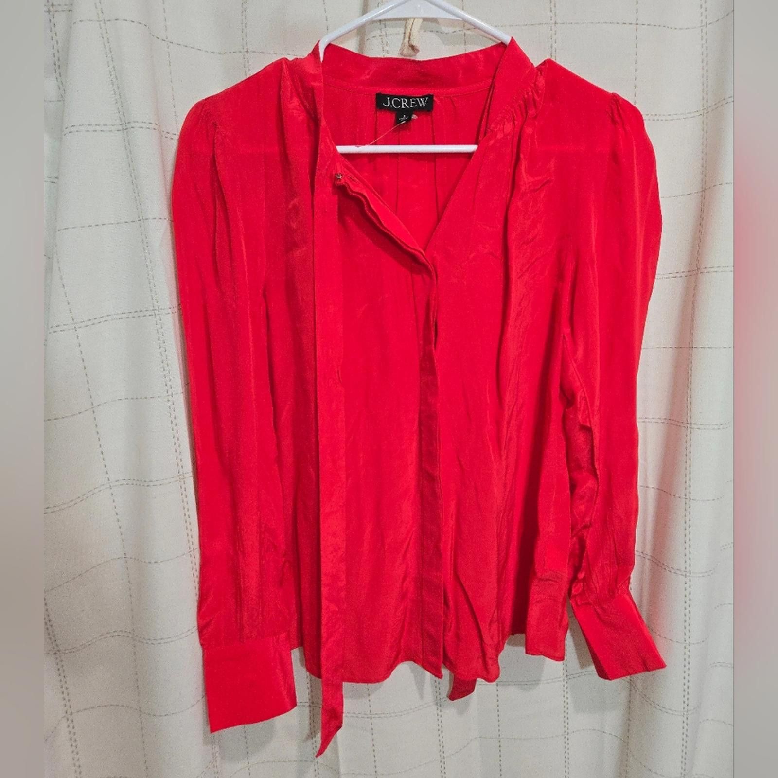 J.Crew J Crew Tie-Neck Top in Crepe de Chine Size S / US 4 / IT 40 - 2 Thumbnail