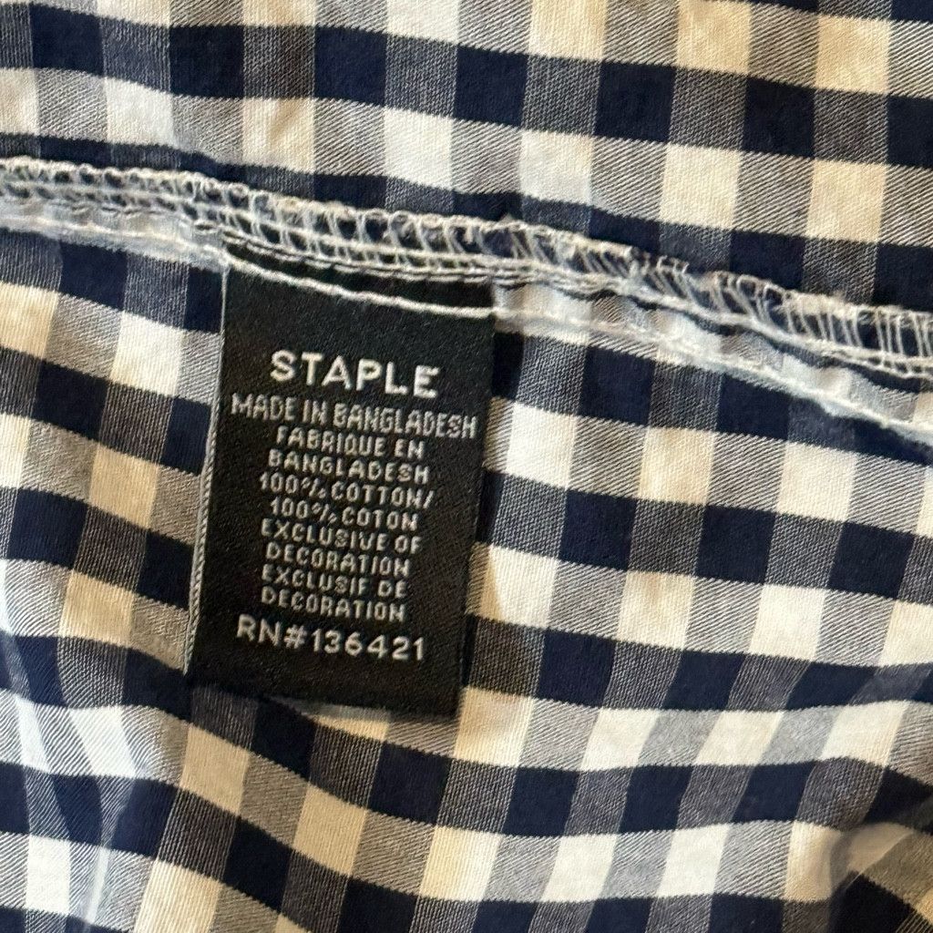 Japanese Brand Staple Men’s L Gingham Button Shirt Navy White Size US L / EU 52-54 / 3 - 9 Thumbnail
