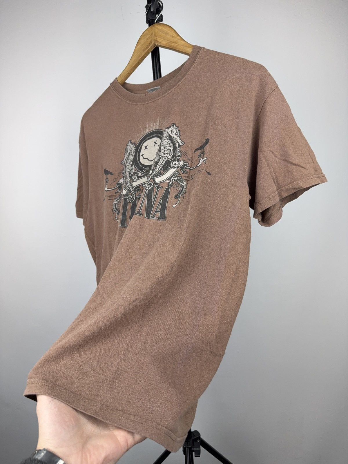 Nirvana 2007 Nirvana Baroque Smiley Graphic Faded Tee Brown Rock Size US M / EU 48-50 / 2 - 2 Thumbnail