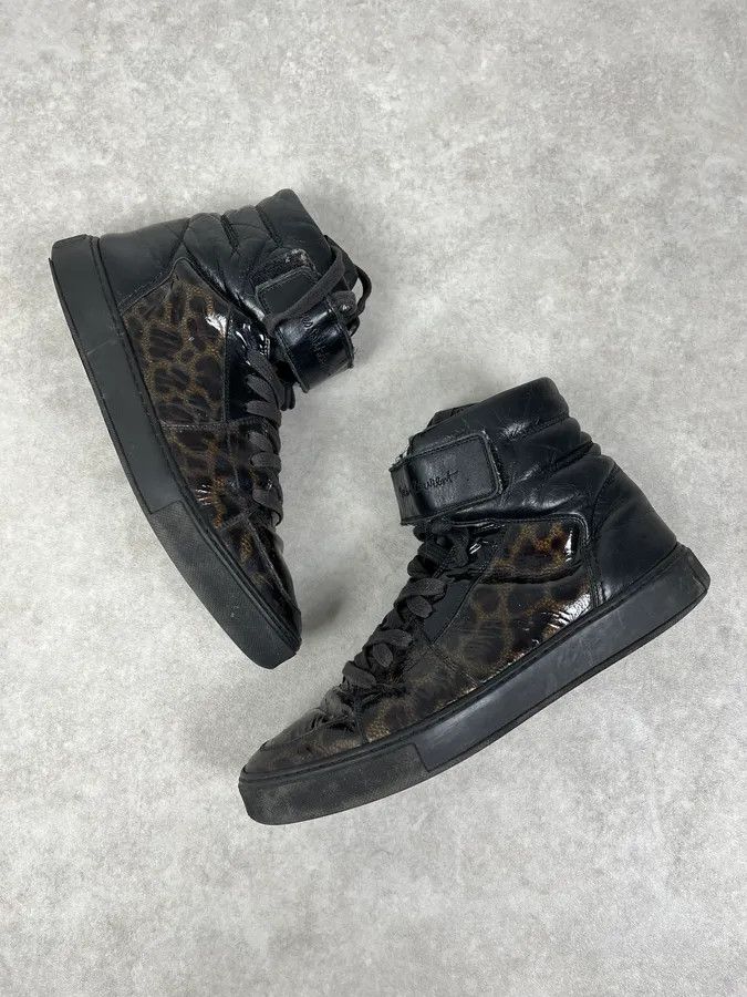 Yves Saint Laurent FW2012 Yves Saint Laurent Black Leopard High Leather Sneakers Size US 8 / EU 41 - 5 Thumbnail
