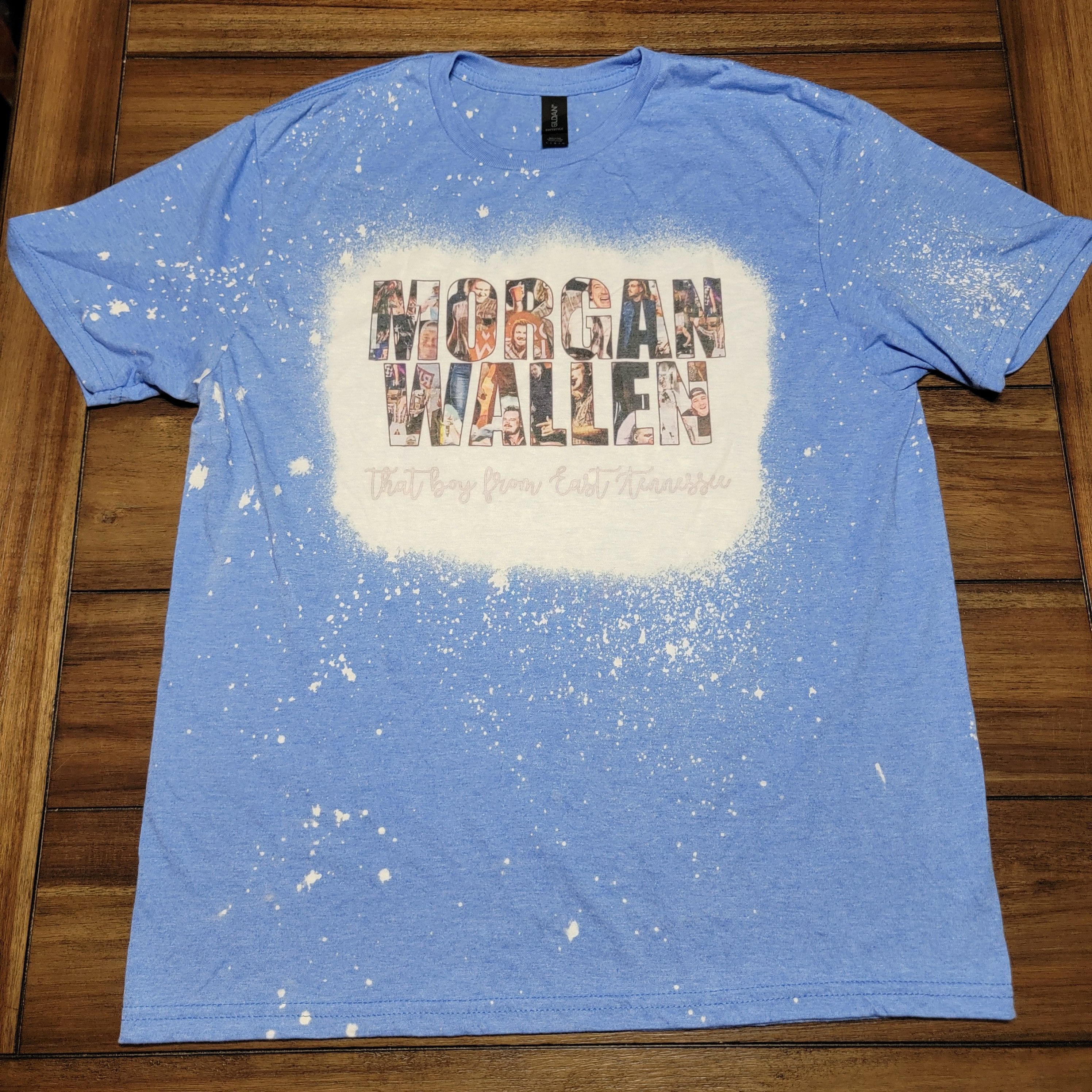 Gildan Gildan SS Bleach Dyed Blue Tee Morgan Wallen - Size Large Size L / US 10 / IT 46 - 1 Thumbnail