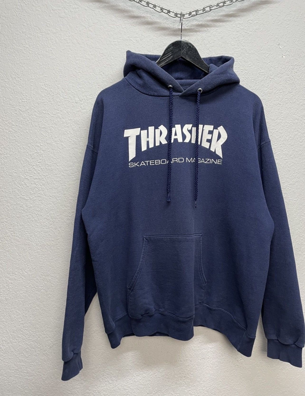Thrasher Vintage Thrasher Navy Boxy Hoodie Skateboard Magazine Logo Size US M / EU 48-50 / 2 - 3 Thumbnail