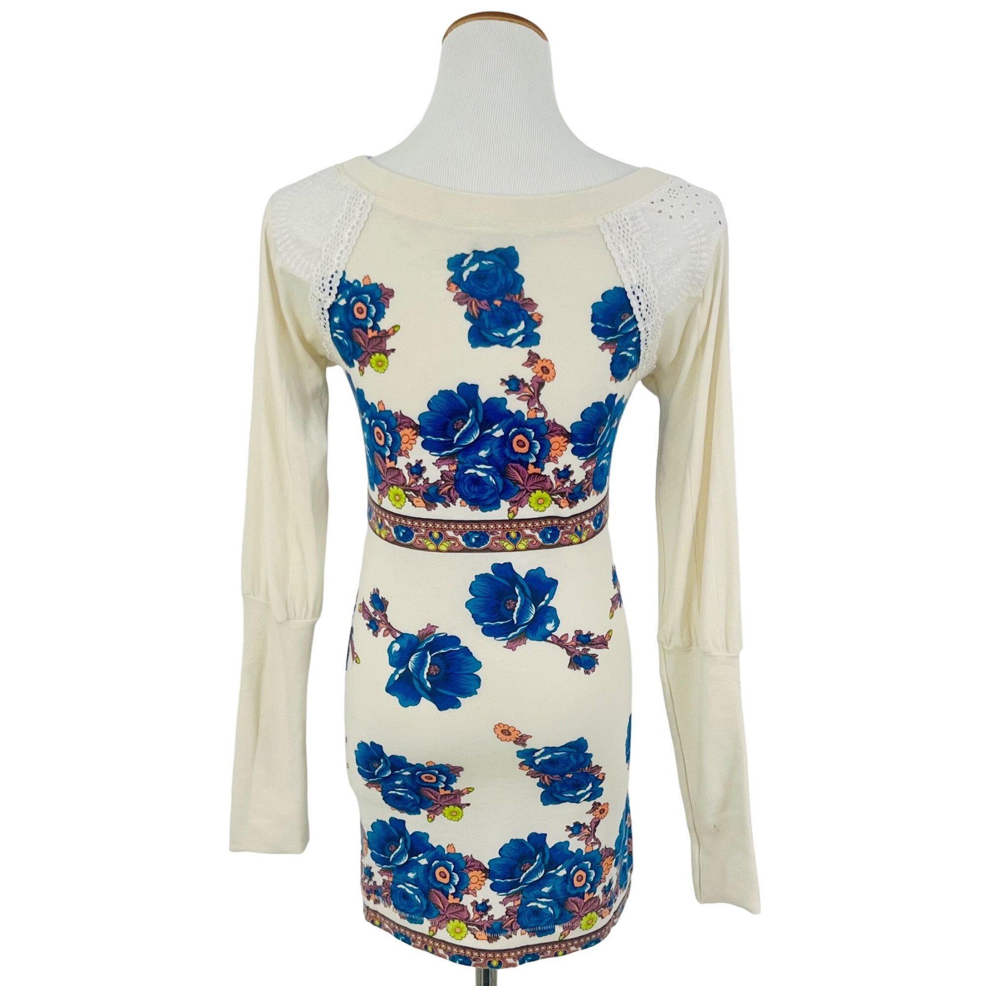 Free People RARE VTG Free People Floral Crochet-Lace Shoulder Tunic Top Size S / US 4 / IT 40 - 7 Thumbnail