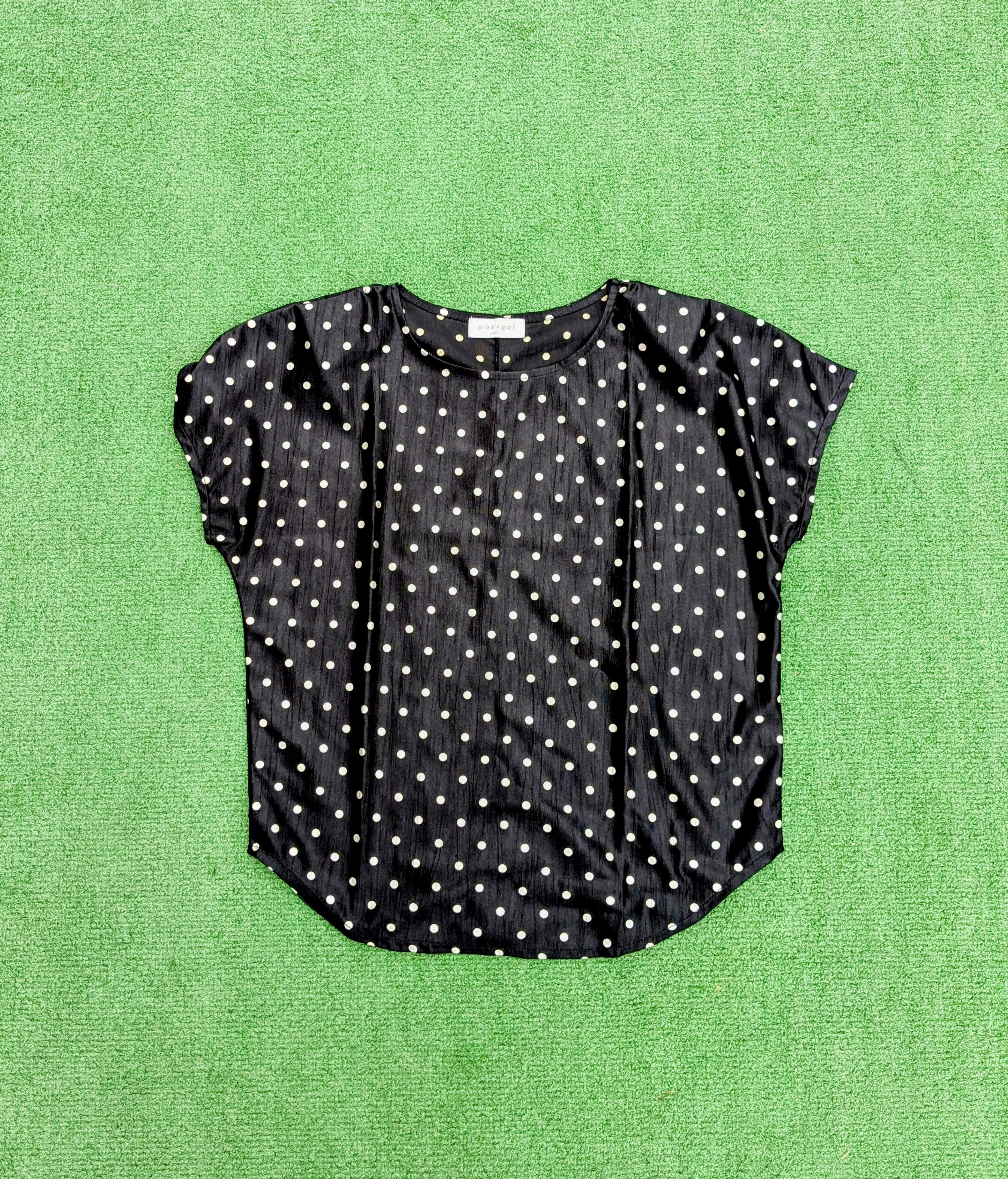 Vintage Polka Dot Wavegal Pullover French Sleeves Top Blouse EUC Size M / US 6-8 / IT 42-44 - 5 Thumbnail