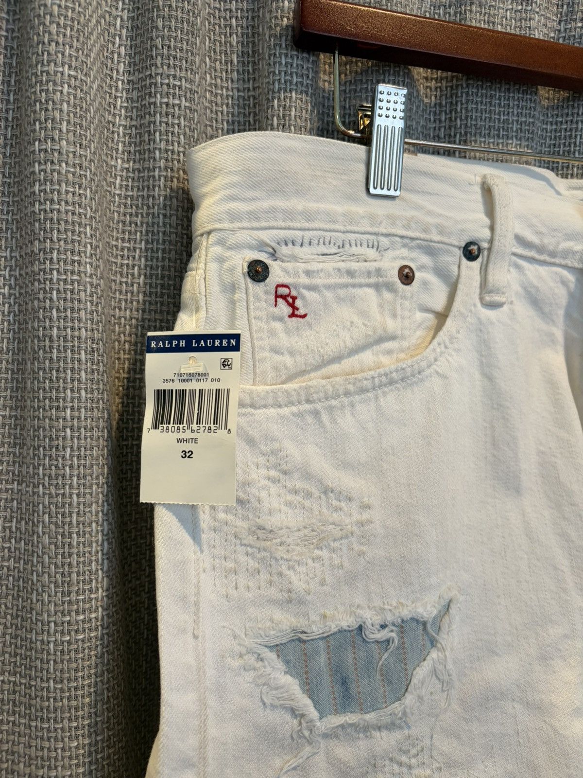 Ralph Lauren Ralph Lauren Distressed Patchwork White Selvedge Denim Short Size US 32 / EU 48 - 2 Thumbnail
