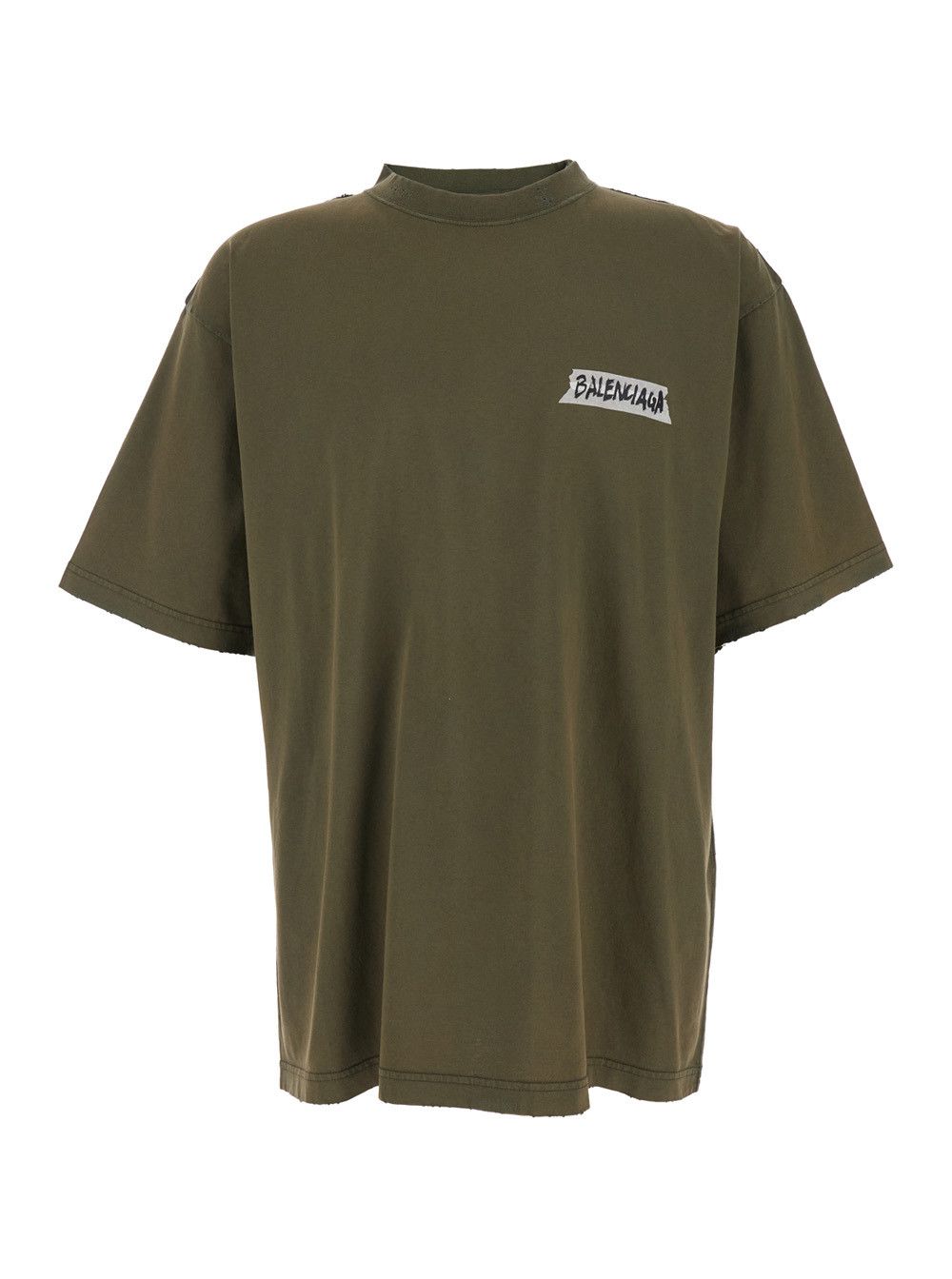 Balenciaga Green T-shirt with Logo on Front and Back In Cotton for Men Size US L / EU 52-54 / 3 - 1 Thumbnail