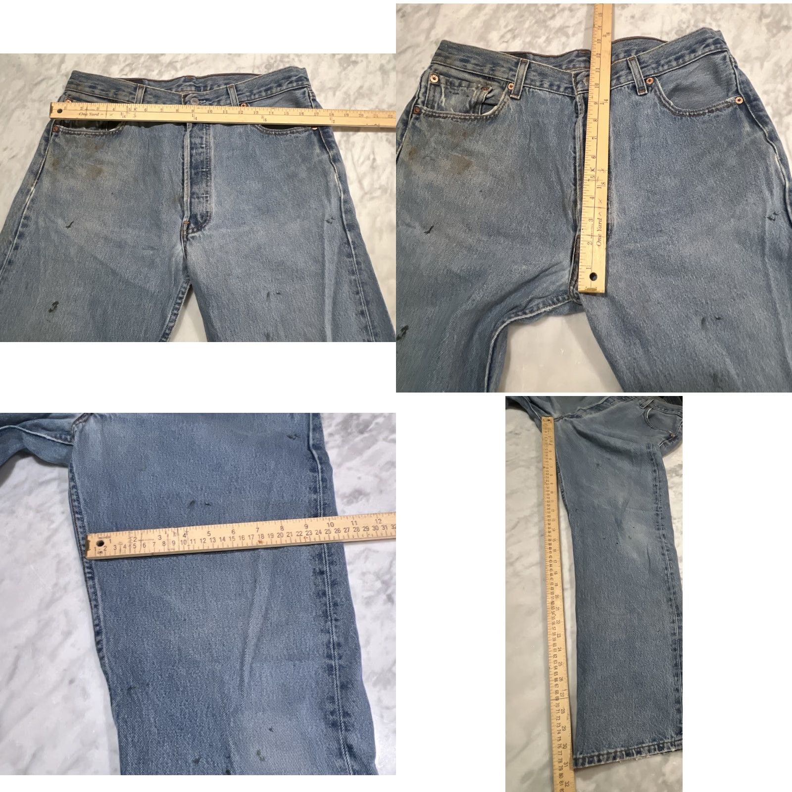 Levi's VINTAGE Levi’s 501 Jeans Men 34x31 Button Fly Blue Fade Thrash USA Jeans Men 34x31 Blue Size US 34 / EU 50 - 10 Thumbnail