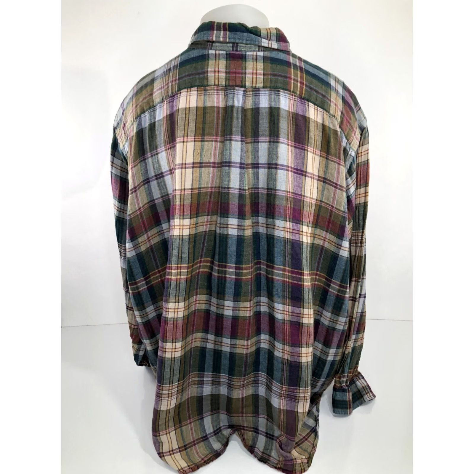 Polo Ralph Lauren POLO RALPH LAUREN LINEN Plaid Check Mens 3X BIG Shirt Long Sleeve Button-Up Multicolor Size US XXL / EU 58 / 5 - 3 Thumbnail
