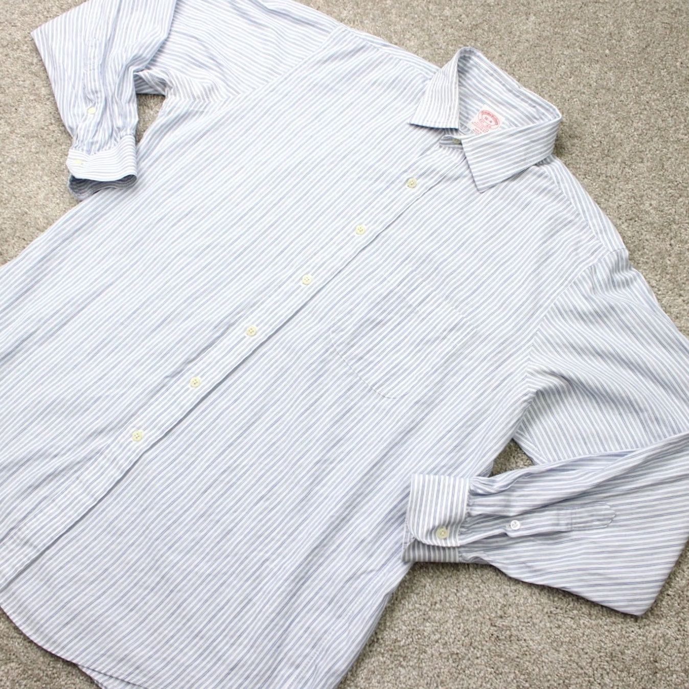 Brooks Brothers Brooks Brothers Regent Shirt Men 16, 4 Blue/White 100% Cotton Long Sleeve Button Down Shirt Mens Regular Style Classic Size US L / EU 52-54 / 3 - 4 Thumbnail