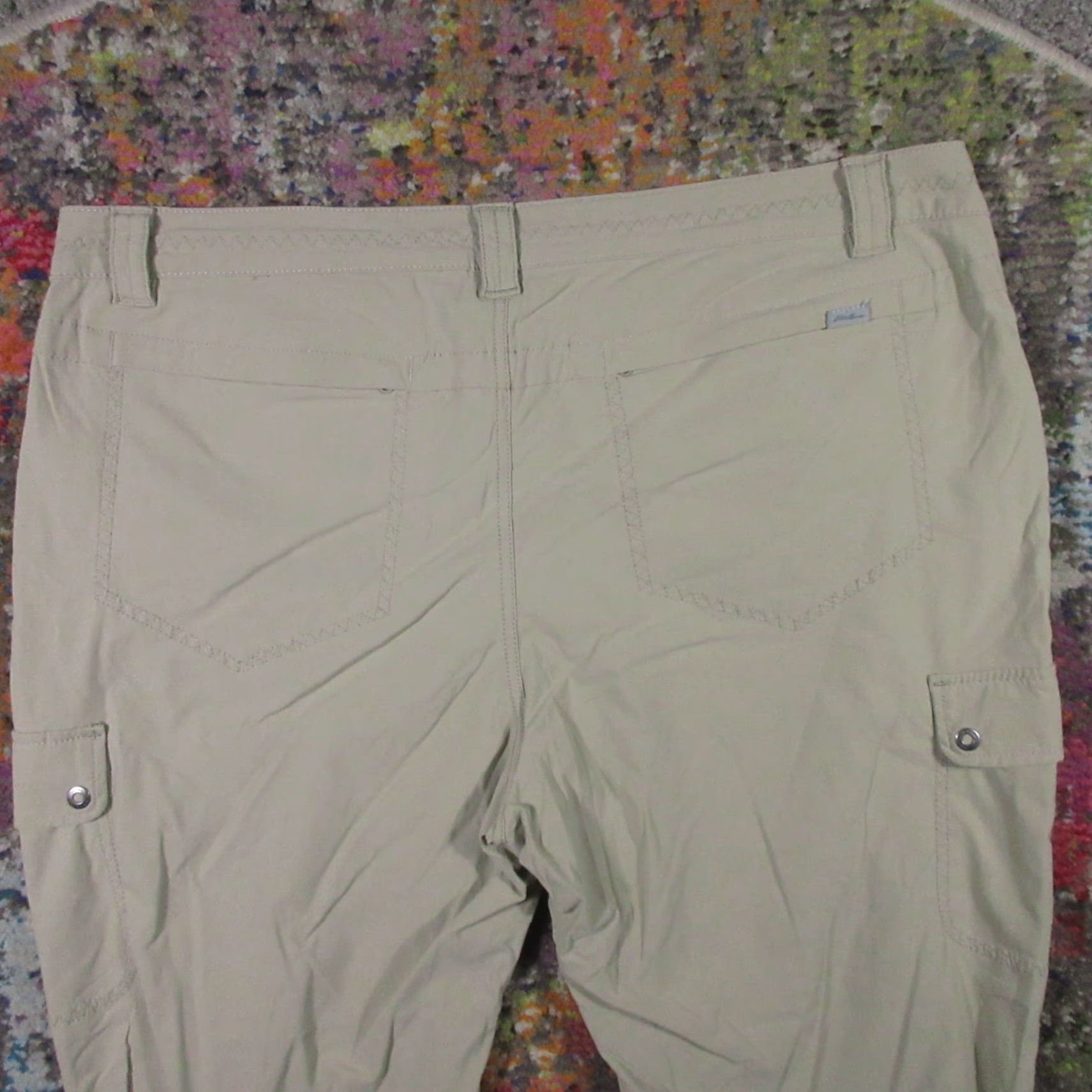 Eddie Bauer Eddie Bauer Pants Womens 16 Beige Cropped Regular Mid Rise Nylon Spandex Light Stretch Pockets Zipper Button Logo Solid Nature Size 38" / US 16 / IT 52 - 4 Thumbnail