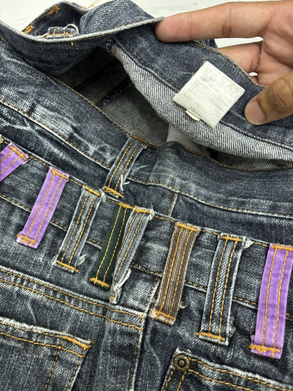 If Six Was Nine NYLAUS DOUBLE WAIST DISTRESSED DENIM JEANS Size US 32 / EU 48 - 10 Thumbnail